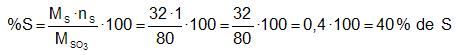 Clculo del porcentaje en peso del azufre en el trixido de azufre.